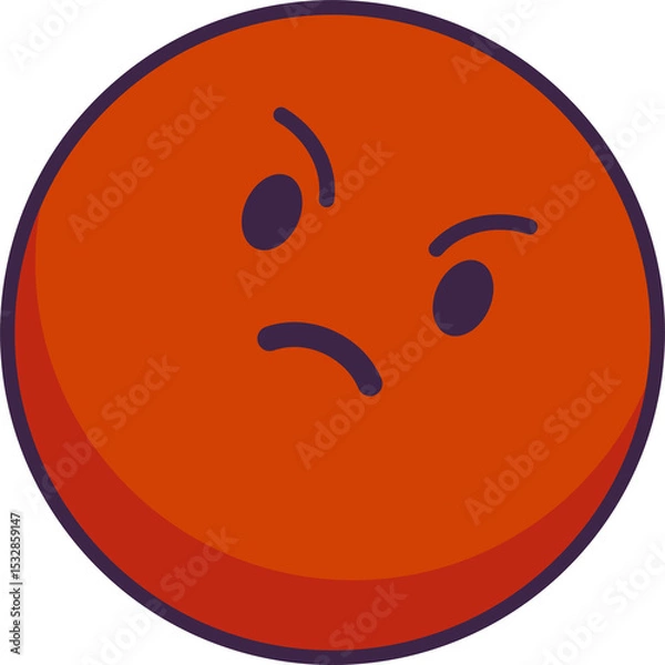 Fototapeta Flat emoticon is showing frowning face with purple outline, orange gradient on transparent backdrop