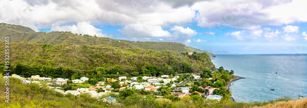 Obraz Le Carbet town panorama in Martinique, France. Le Carbet is a village and a commune in the French overseas department and island of Martinique.