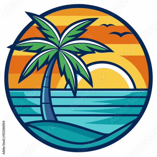 Fototapeta summer beach logo vector illustration