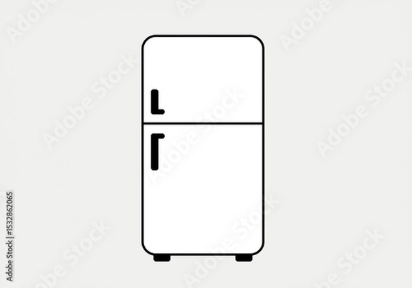 Fototapeta A minimalist outline of a two door refrigerator with handles on a light background image design