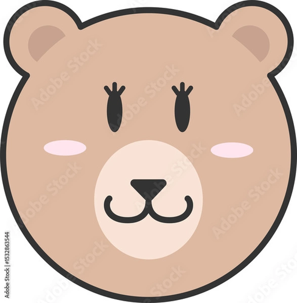 Obraz Stylized bear head is being shown in flat cartoon illustration, with transparent background