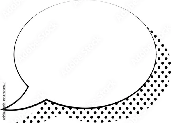Obraz Flat vector comic speech bubble is floating on transparent background, showing halftone dot pattern