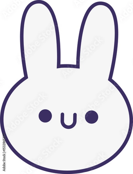 Fototapeta Stylized cartoon bunny head is being shown in flat minimal vector design on transparent background