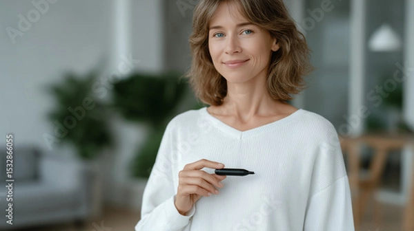 Fototapeta Diabetes Management: Patient Using Auto-Injector with Glucose Monitor