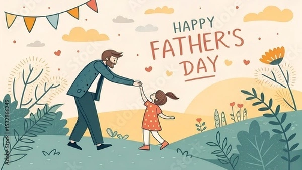 Fototapeta  Father's day event hand drawn style.