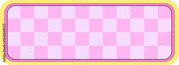Obraz Flat rounded banner is showing pastel pink checkerboard, yellow border, transparent background