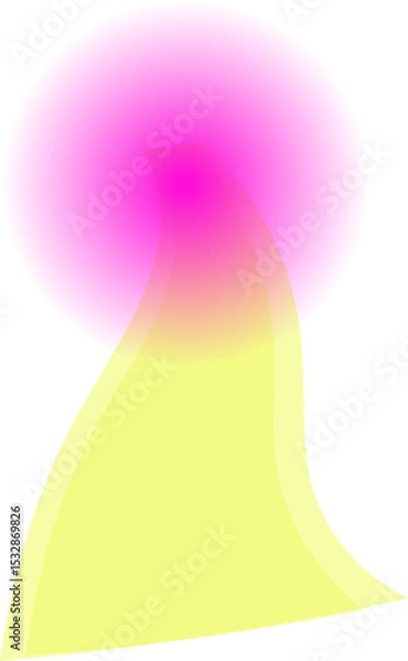 Obraz Stylized sun circle is emitting flowing yellow beam in flat design, transparent background