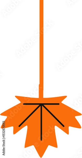 Fototapeta Showing flat design mop with jagged orange rag head and black support rods on transparent backdrop