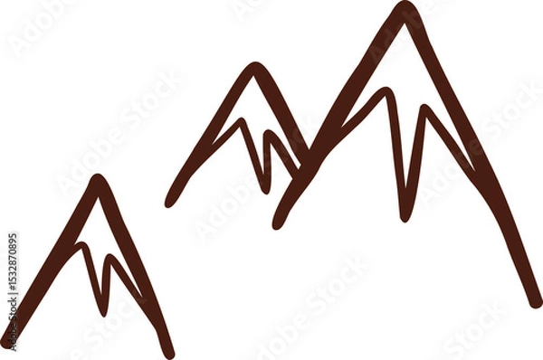 Obraz three peaks are being shown in minimalist style with brown outlines on transparent background