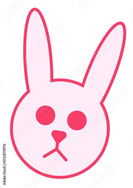 Fototapeta Flat design is showing pink bunny head with simple features and long ears on transparent background