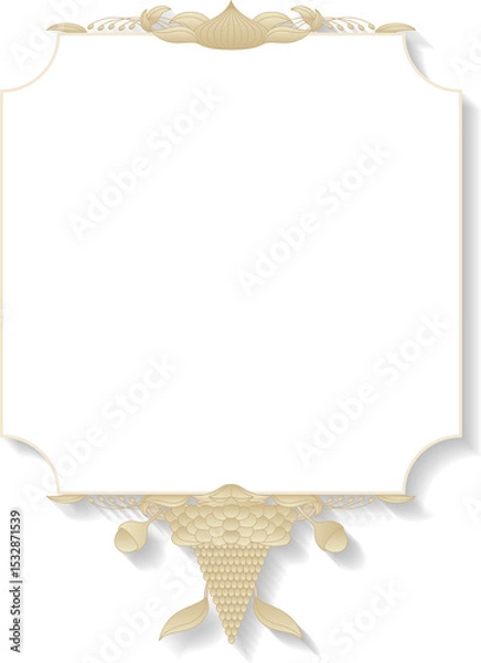 Fototapeta Ornate frame is featuring scrollwork and grape cluster in 3D render on transparent background