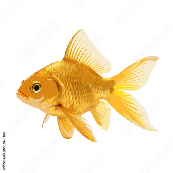 Obraz Goldfish swimming happily in a clear background with no background