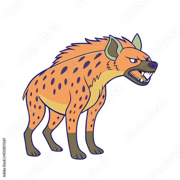 Obraz Cartoon hyena standing fiercely with no background