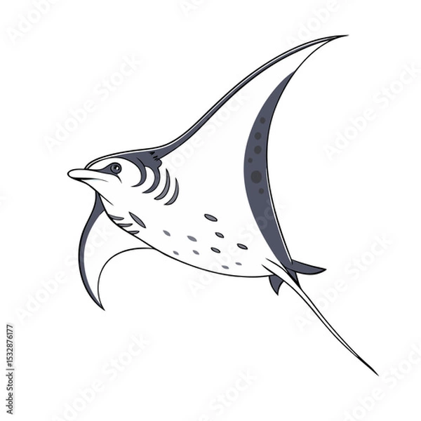 Obraz Stylized manta ray swimming gracefully in a clear background with no background