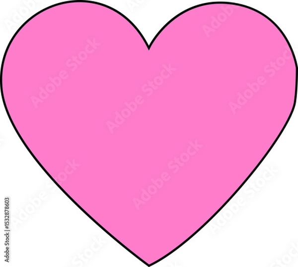 Obraz Stylized pink heart symbol is floating on transparent backdrop in flat cartoon design