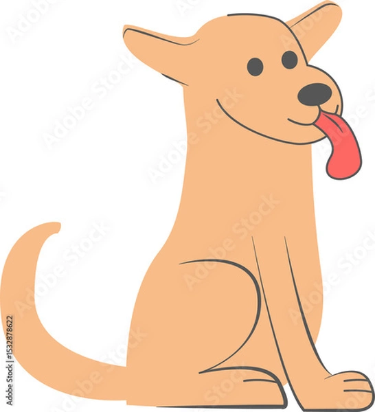 Obraz Stylized cartoon dog is sitting upright in minimalist flat design, transparent background