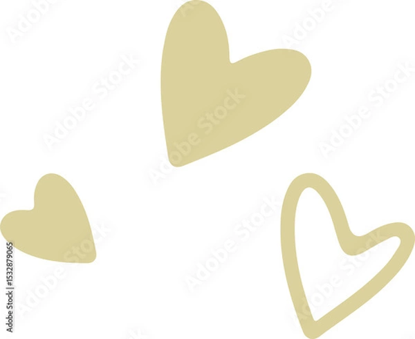 Obraz Three abstract heart shapes are floating on transparent canvas in flat design style