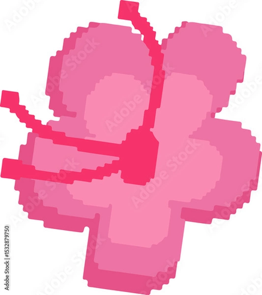 Obraz Pixel-art four-lobed clover motif is being shown on transparent background, with pink shading