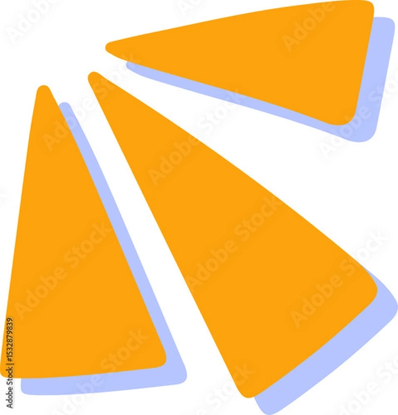 Obraz Bright orange wedges with lavender shadow are forming radial layout on flat transparent canvas