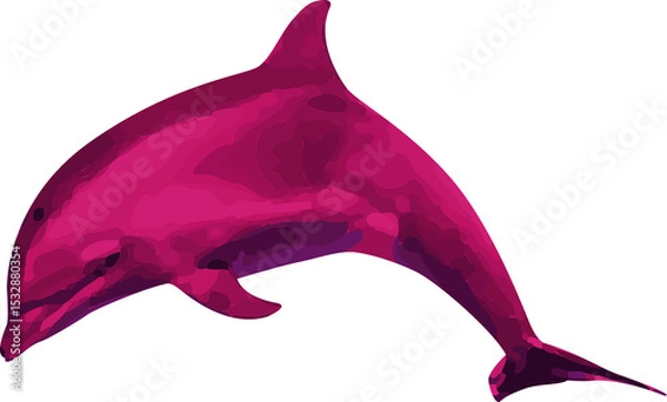 Obraz Stylized dolphin is swimming in flat design with magenta pink gradients, transparent background