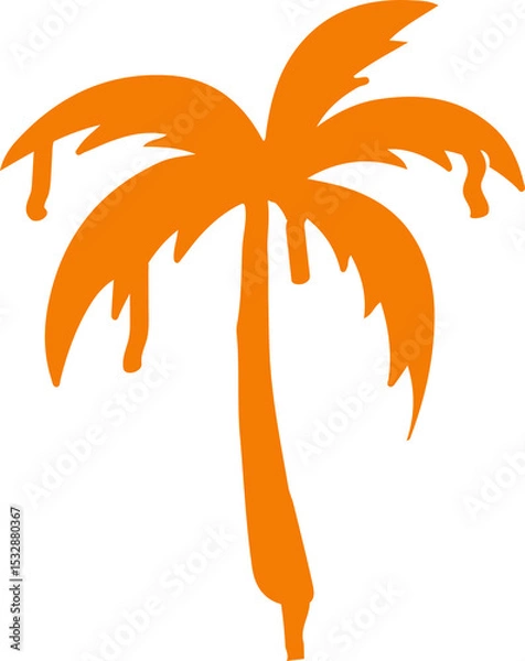 Fototapeta Stylized palm tree is being shown in flat design with dripping fronds on transparent background