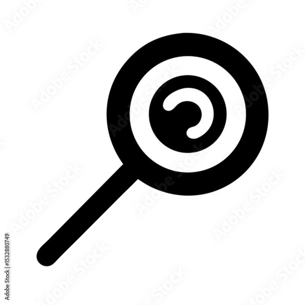 Obraz Lollipop silhouette with swirl in black and white graphic style