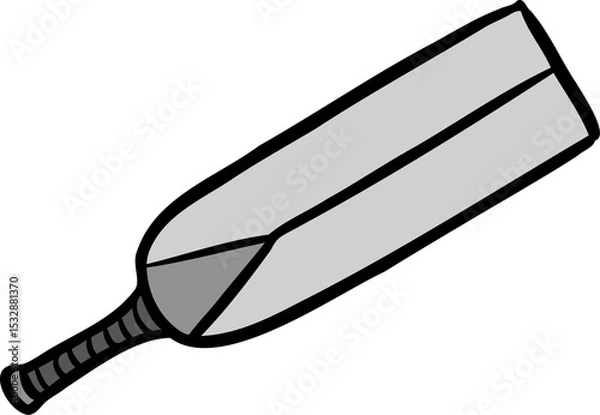 Fototapeta Stylized cricket bat is floating in flat-design with grey blade, striped handle on transparent bg