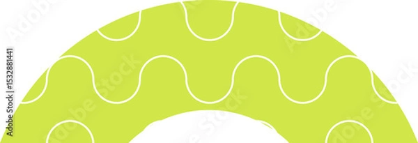Fototapeta Flat design abstract lime green arc band showing on transparent background with white wave pattern