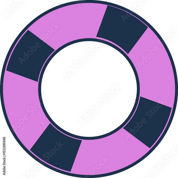 Obraz Flat design segmented donut chart is floating on transparent background with lavender navy segments