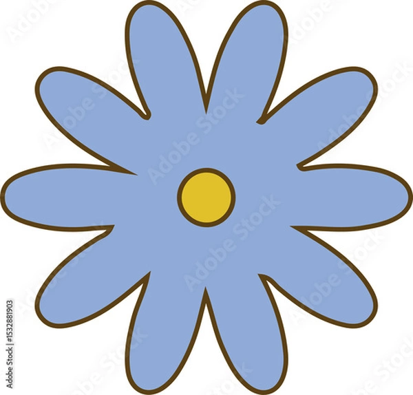Obraz Single stylized bloom is radiating in flat vector, with light blue petals, transparent background
