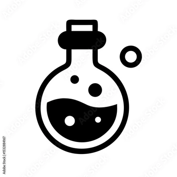 Obraz Potion bottle silhouette in black and white graphic style