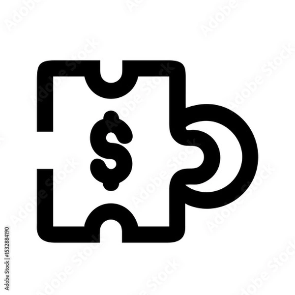 Obraz Dollar puzzle piece silhouette in black and white graphic style