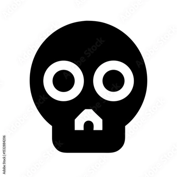 Obraz Cartoon skull silhouette in black and white graphic style