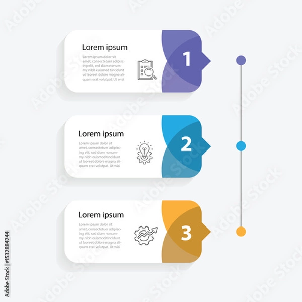 Obraz Business infographic template. 3 step infographic element. Banner presentation, worksheet with paper style and 3 option process.