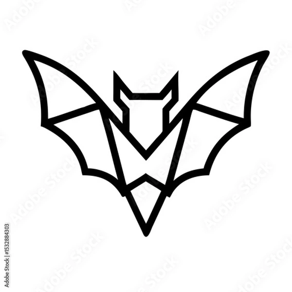 Obraz Bat silhouette with geometric wings in black and white style