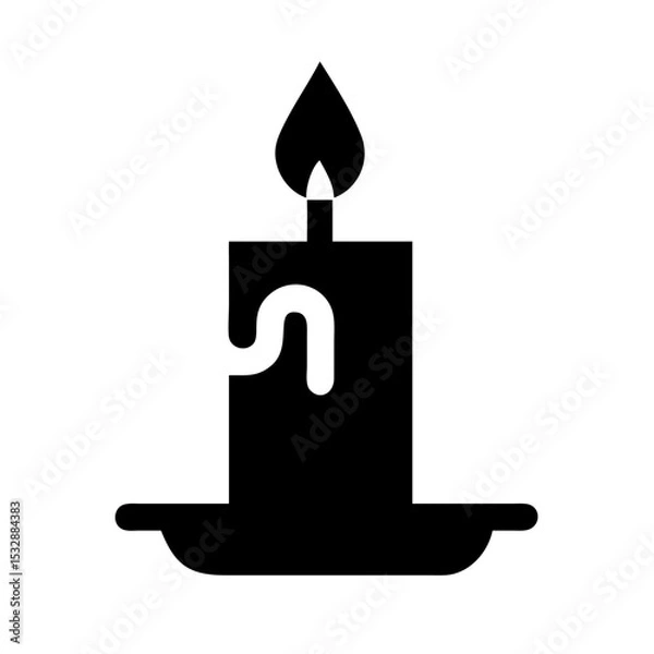 Obraz Burning candle silhouette in black and white graphic style