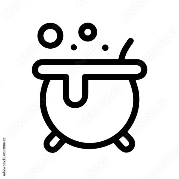 Obraz Boiling cauldron silhouette in black and white graphic style
