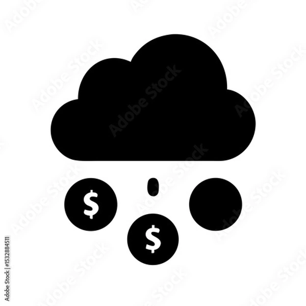 Obraz Money rain cloud silhouette in black and white graphic style