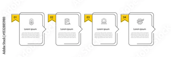 Fototapeta Business infographic template. 4 step infographic element.
Timeline process with 4 table line square for workflow, business information and web graphic design 