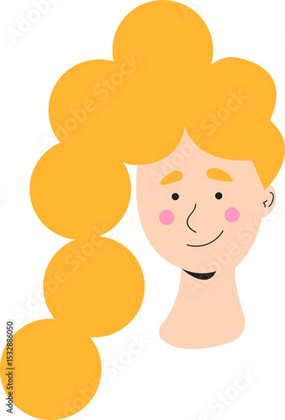 Obraz flat design cartoon head is being shown with bubble-like blonde hairstyle on transparent background