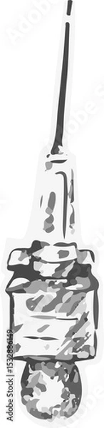 Fototapeta pipette dropper is being shown in grayscale art with tube and rubber bulb on transparent background