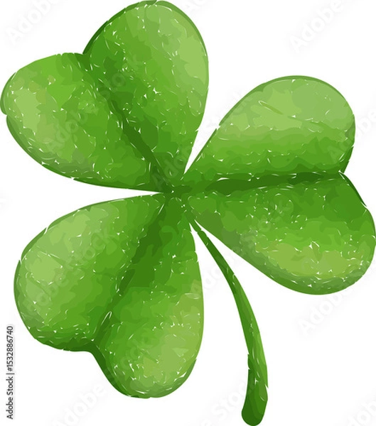 Fototapeta showing four-leaf clover vector on transparent backdrop with heart-shaped leaves, copy space
