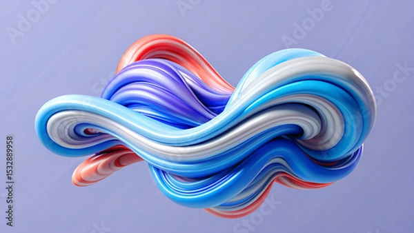 Obraz Abstract flowing shape with red white blue and purple colors
