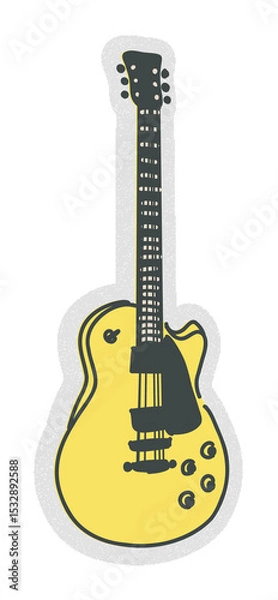 Fototapeta Flat-style yellow electric guitar is showing pickguard and pickups on transparent background