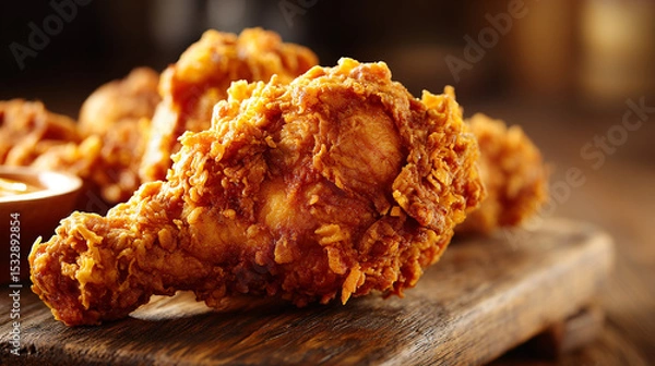 Fototapeta High-Resolution Chicken Leg with Rustic Texture and Lighting