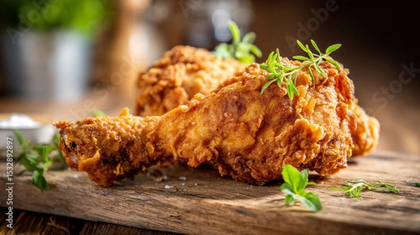 Fototapeta High-Resolution Chicken Leg with Rustic Texture and Lighting
