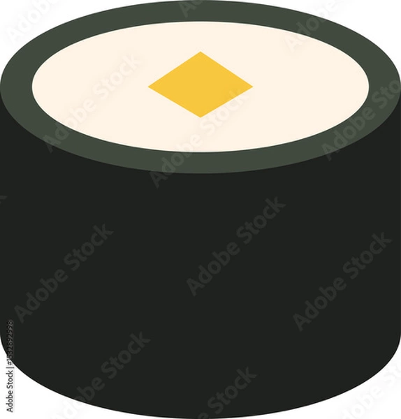 Fototapeta Stylized sushi roll is sitting on transparent background, showing flat design with geometric shapes