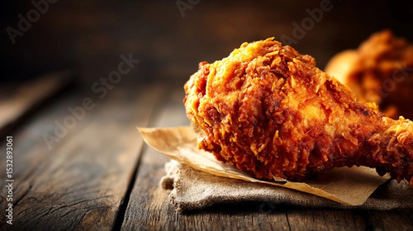 Fototapeta High-Resolution Chicken Leg with Rustic Texture and Lighting