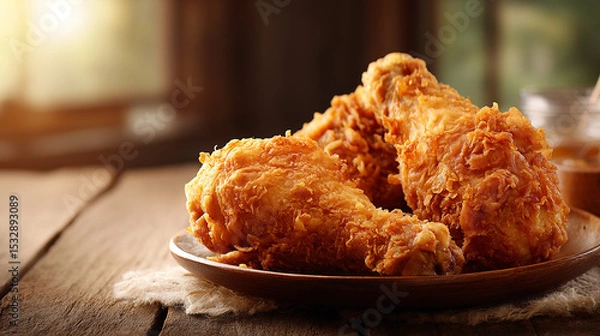 Fototapeta High-Resolution Chicken Leg with Rustic Texture and Lighting