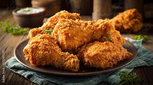 Fototapeta High-Resolution Chicken Leg with Rustic Texture and Lighting